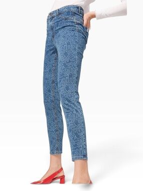 Keith Haring x Calzedonia Soft Touch Push Up Jeans in Blue Size XS, EUC